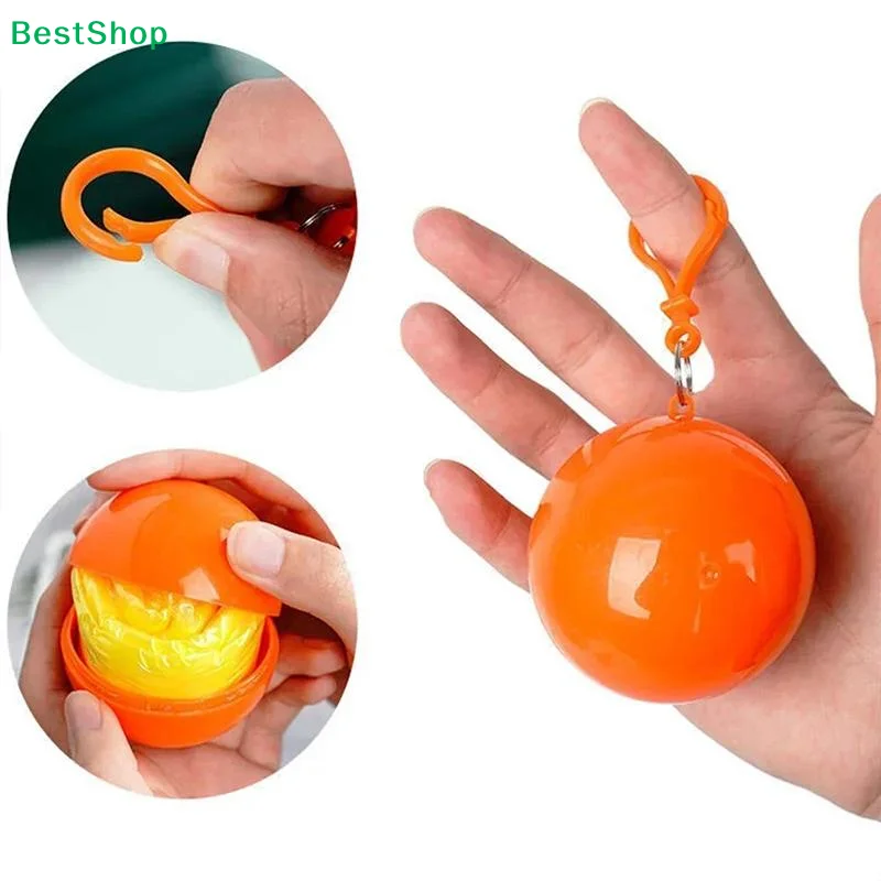 ✍Colorful Mini Portable Raincoat Ball Thickened Disposable Waterproof Emergency Adults Rain Ponchos Cape Keyring