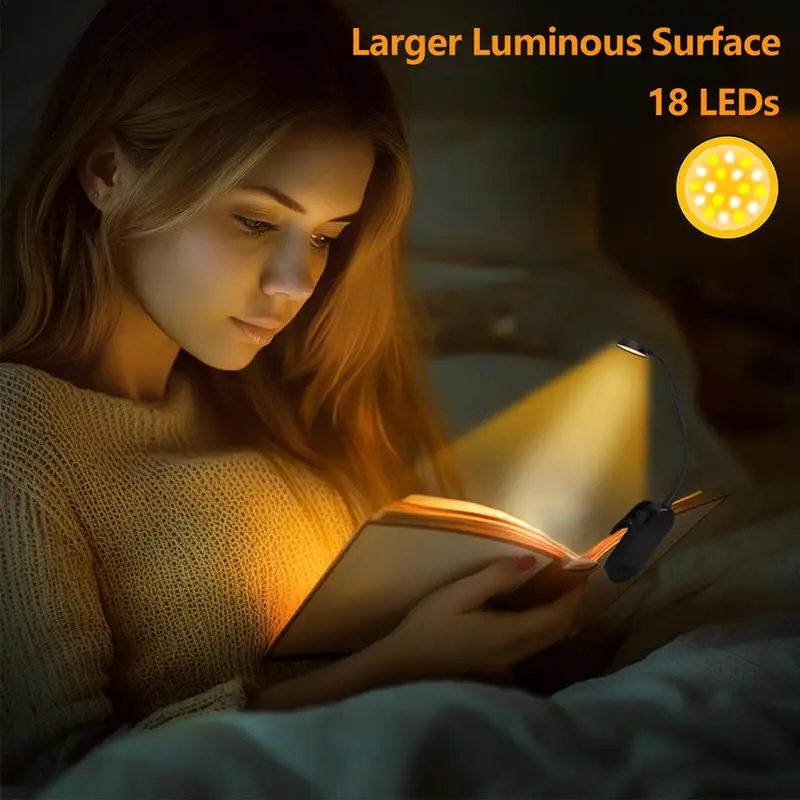 LED Book Night Light 3 Color Adjustable USB Recharge Foldable Clip-On Study Reading Lamp For Travel Bedroom Dormitory Reading