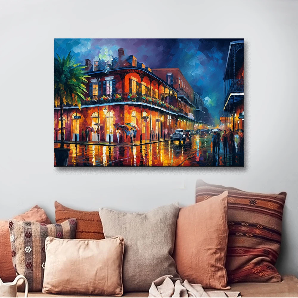 Abstract French District New Orleans Art Poster Canvas Wall Street Wall Art Canvas Decoration Living Room and Home Painting Arts