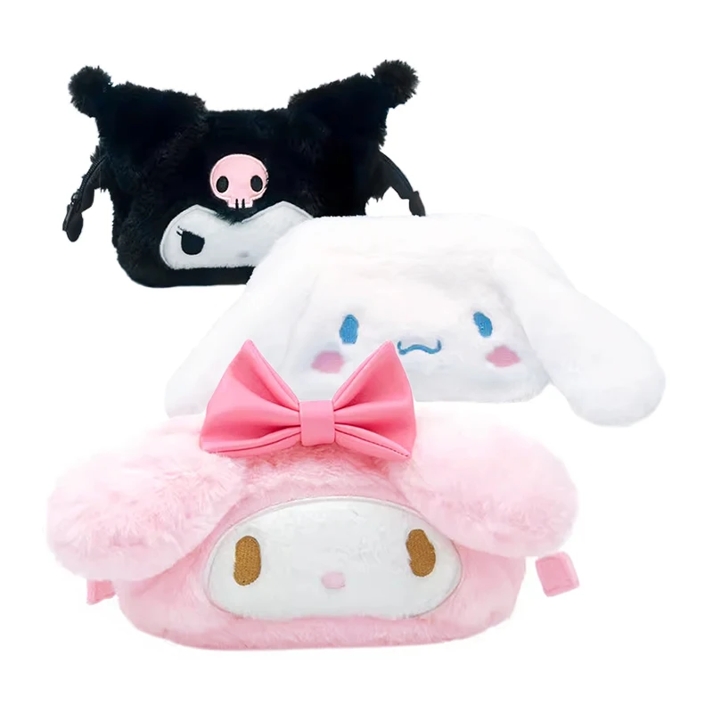 Sanrio плюшевая косметичка My Melody Cinnamoroll Kuromi Hangyodon, кошелек для монет, карманы на шнурке для девочек, подарок на день рождения, детская игрушка