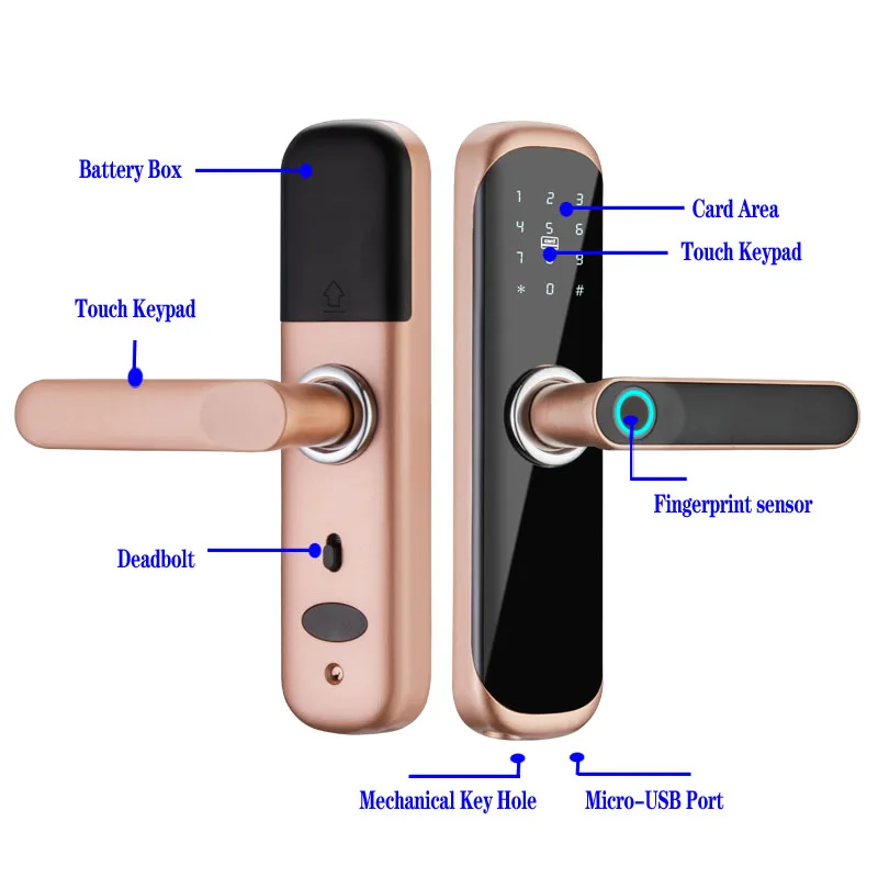 New Product Sales Promotion Tuya APP Biometric Smart Fingerprint Electronic Password RFID Card Door Lock
