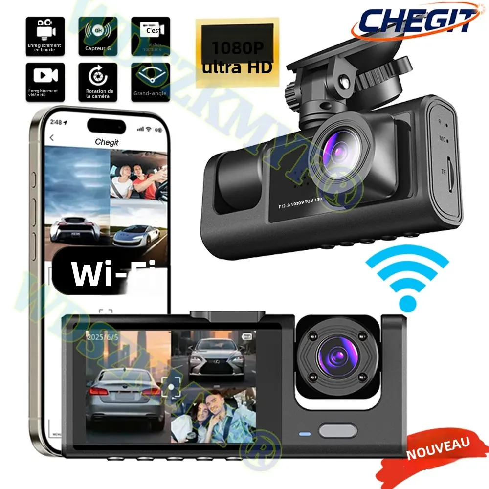 Caméra de tableau de bord WIFI 3 caméra 1080P voiture DVR 2/3 objectif caméra enregistreur vidéo boîte noire Dash Cam enregistrement en boucle automatique accessoires de voiture