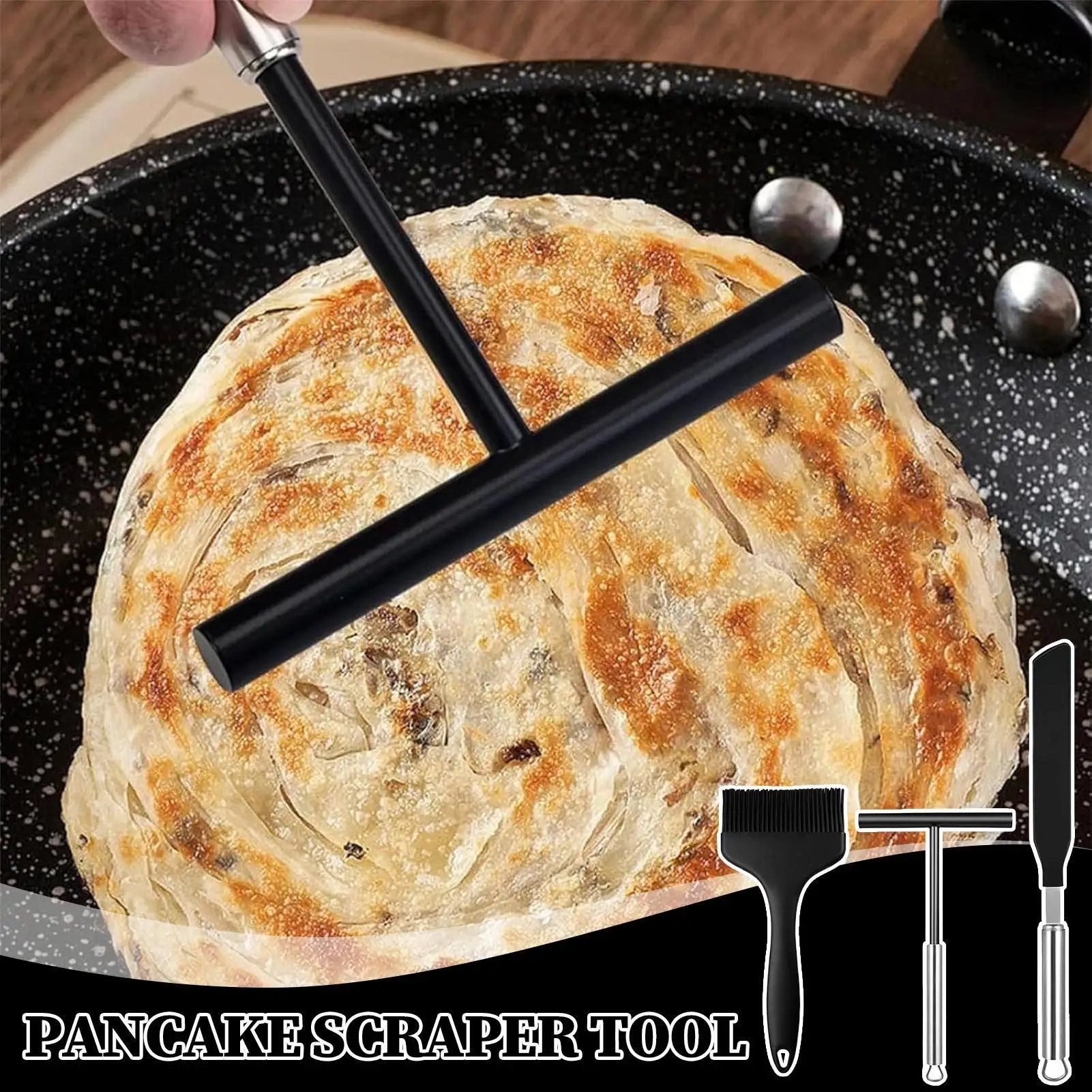 Crepe Spreader 3 Pieces Silicone Pancake Batter Maker Tool Heat-Resistant Baking Tools For Frying Sauteing Beginners Bakery