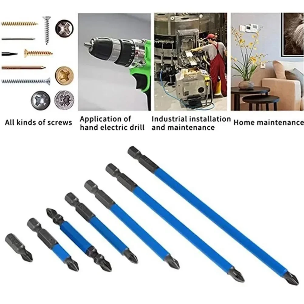 7ชิ้นลื่นแม่เหล็กไขควงบิตชุดPH2ข้ามหัวสว่านไฟฟ้าไขควงบิต1/4 "Hex S Hank 25/50/6/70/90/125/150มิลลิเมตร