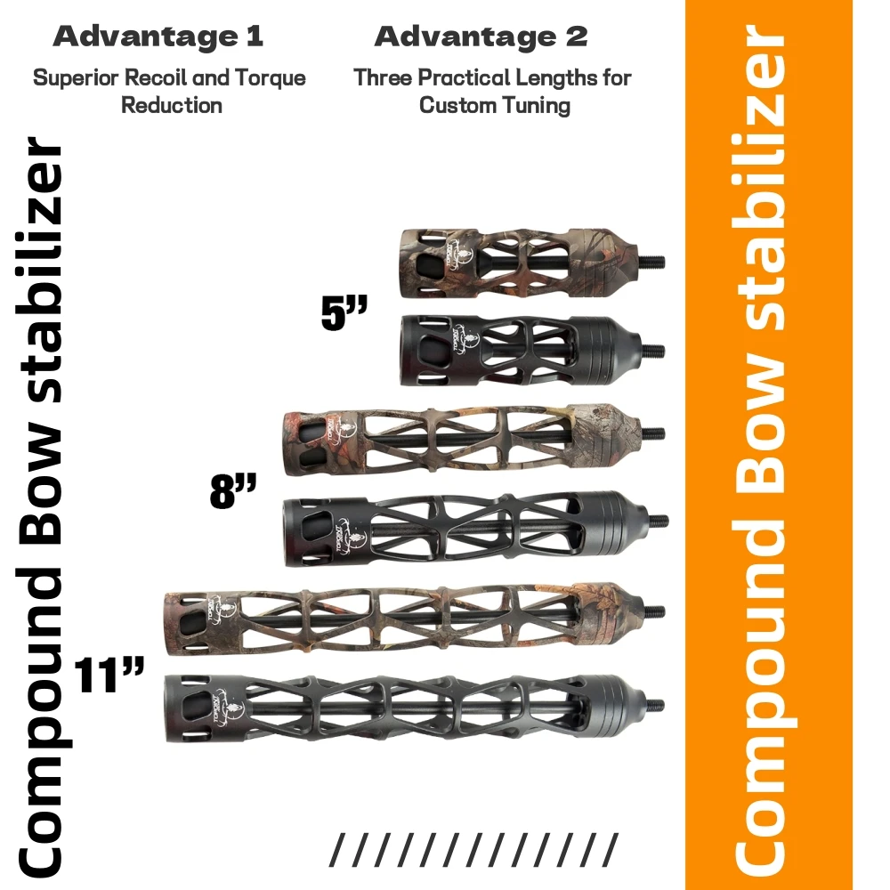 

1pc 5/8/11inch Archery Stabilizer Aluminum Alloy Compound Recurve Bow Shock Absorber Shooting Hunting Target Practice Accessory