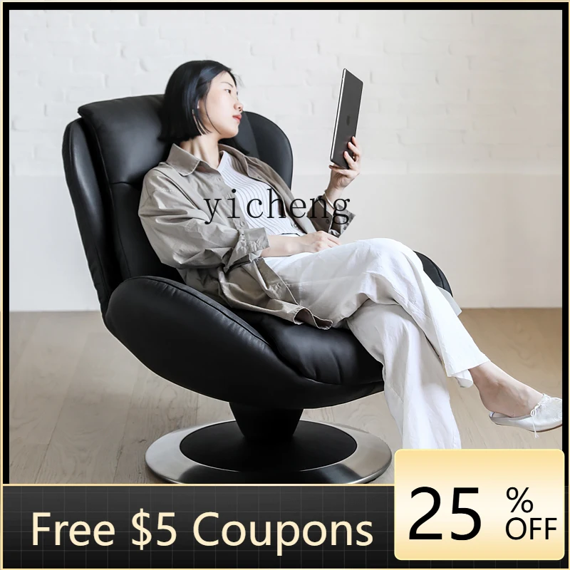 U1  sofa Nordic Berlin series rotatable stainless steel/all leather single sofa leisure recliner