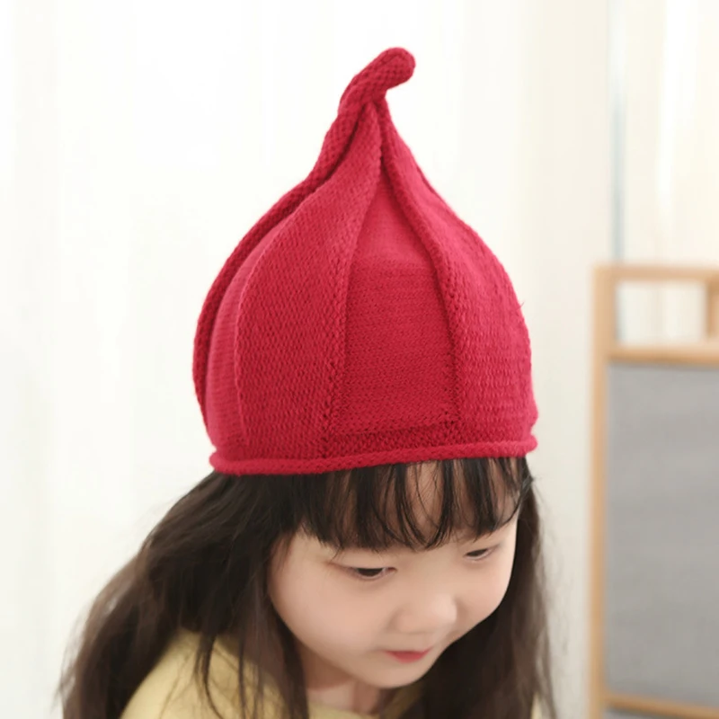 Fashion Baby Hats Korean Style Toddler Girl Boy Warm Pointy Kniting Hats Kids Beanies Winter Casual Solid Caps Cute Hat