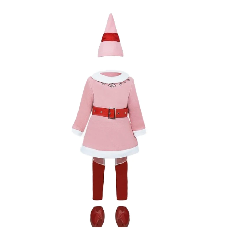 Il costume da elfo di natale per bambini nuovi autunnali suona le prestazioni di attività del costume di natale rosa della ragazza di natale di Halloween.