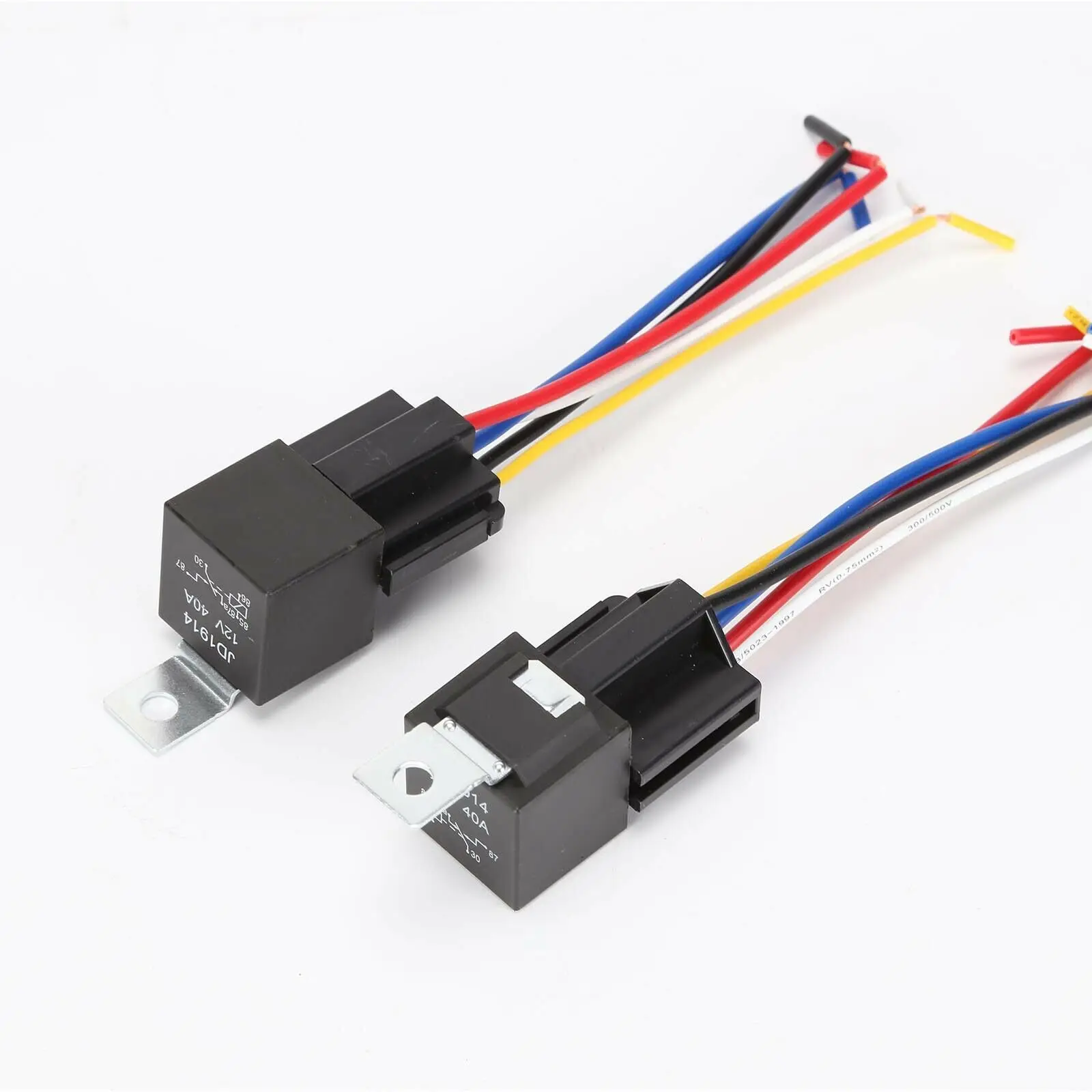 5Pcs 12V 40 Amp 4 Pin 5 Pin with Wires Car SPDT Automotive Relay DC W/ Harness Socket JD1912 JD1914 Car Relay Replacement Kit