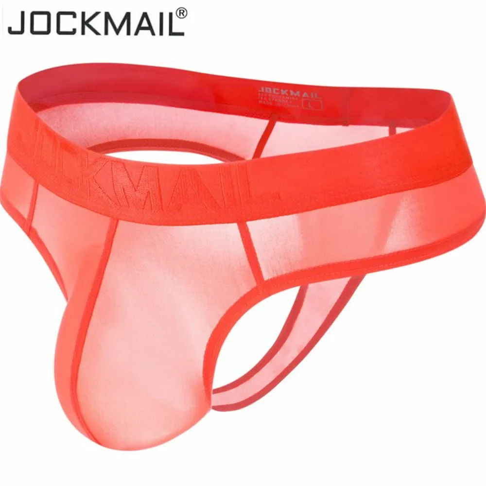 JOCKMAIL Transparent Thongs G Strings Sexy Gay Men Underwear Smooth Ice Silk Briefs Mens Bikini See Through T Back Thong Tanga