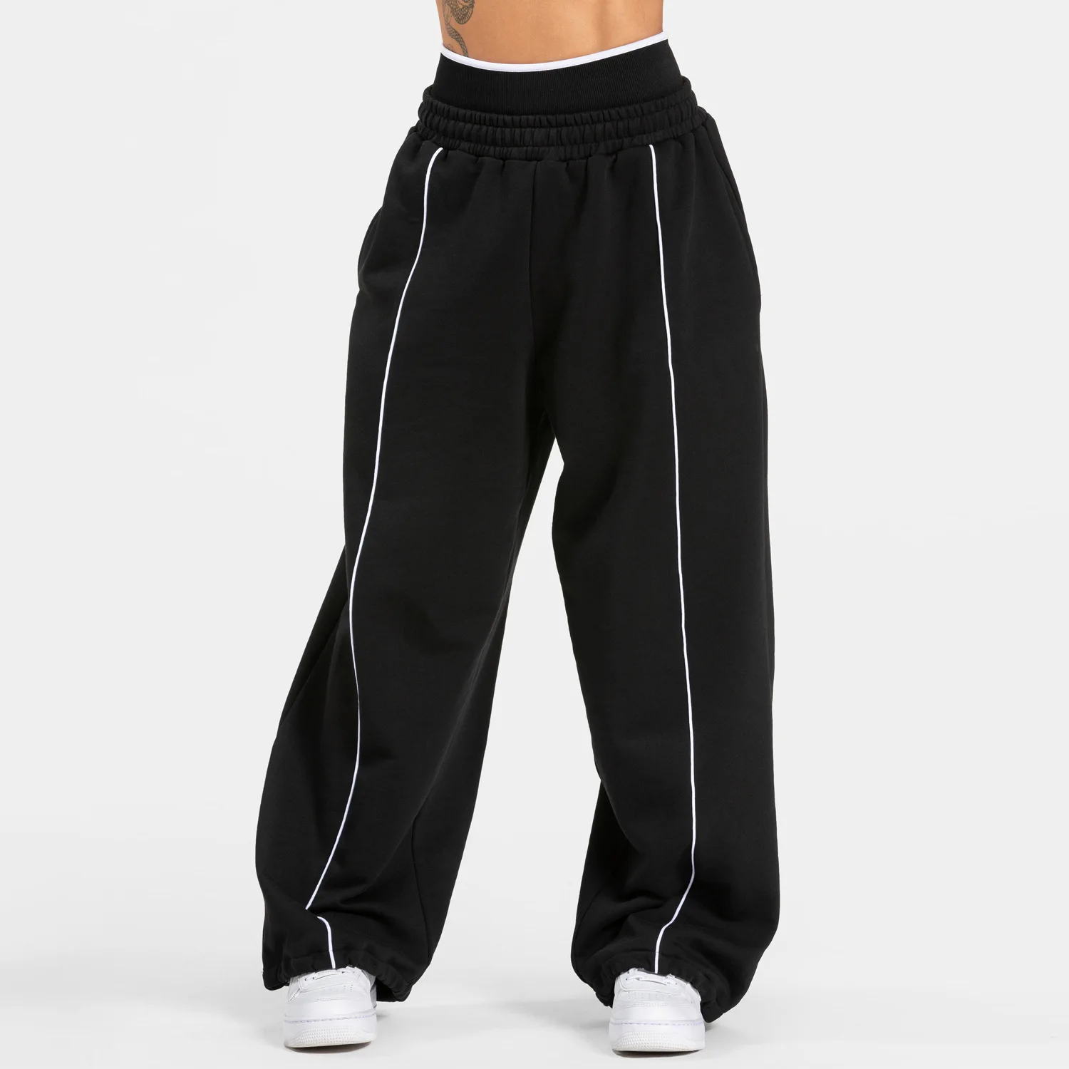 LOGO Loose Yoga Pants - Fashionable and Comfortable Casual Straight Yoga Pants with High Elasticity Fitness and Sports Pants