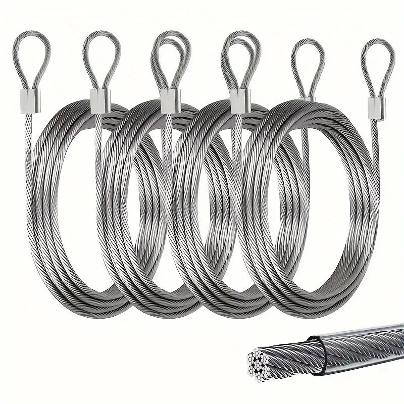 1/4pcs Stainless Steel Wire Rope 0.2cm Dia  The Two Ends Of The Aluminum Ferrule Have Been Compacted Double Clip Latch