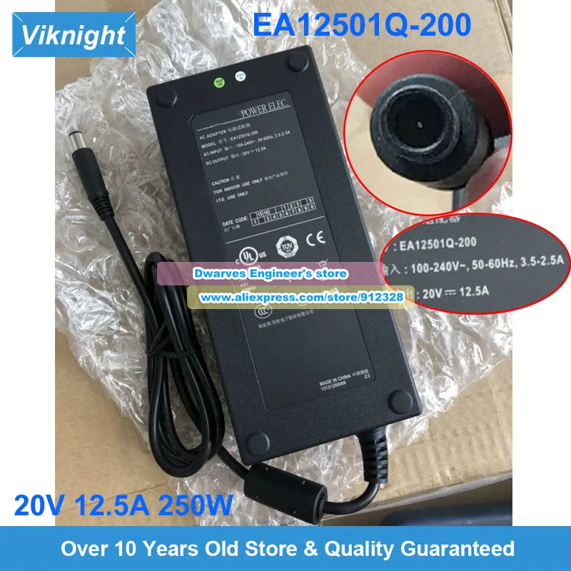 

EA12501Q-200 Ac Adapter 20V 12.5A 250W Charger for Docking Power Station Power Supply 7.4x5.0mm