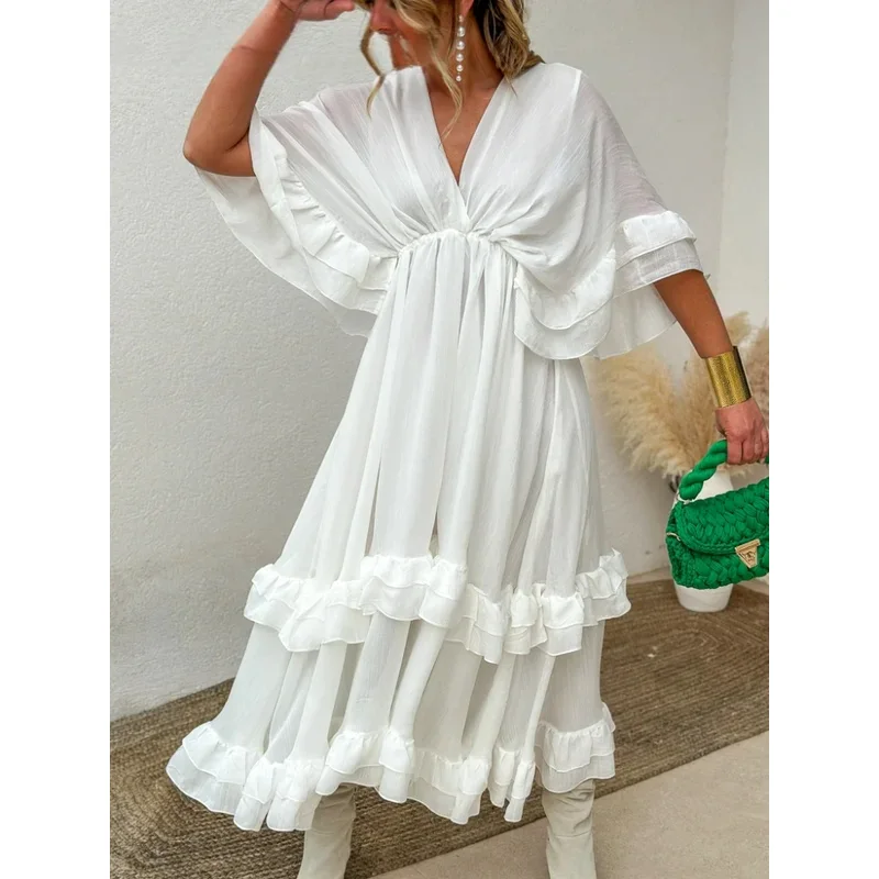 JINIA Women's Beaded Wide Leg Pants Streetwear Trousers with Patchwork Pockets SS25 Boho Summer Pants Button Zipper Design