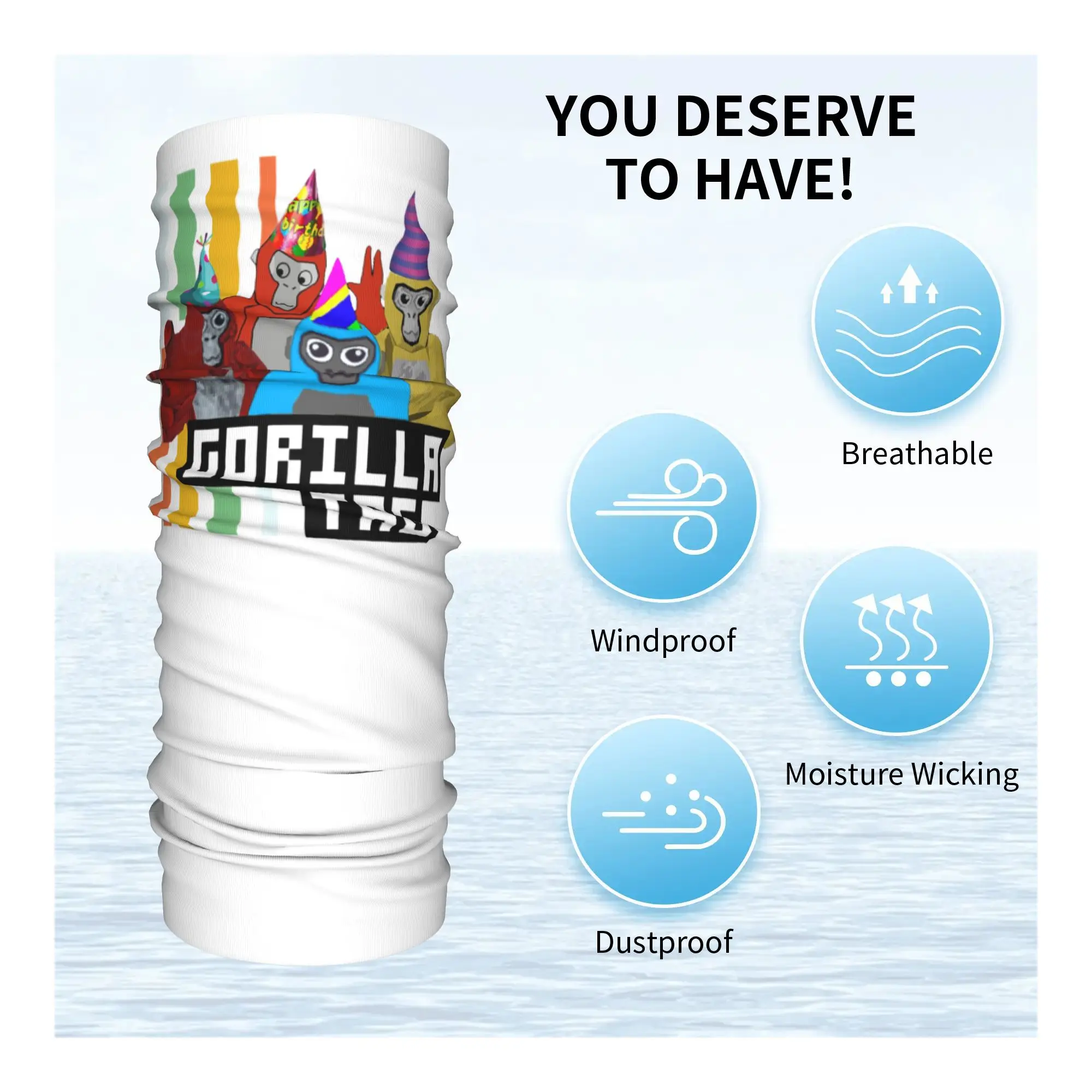 Gorilla Tag вечерние бандана, гетры с принтом, шарф для лица, многофункциональный велосипедный шарф для верховой езды, унисекс, для взрослых, моющийся