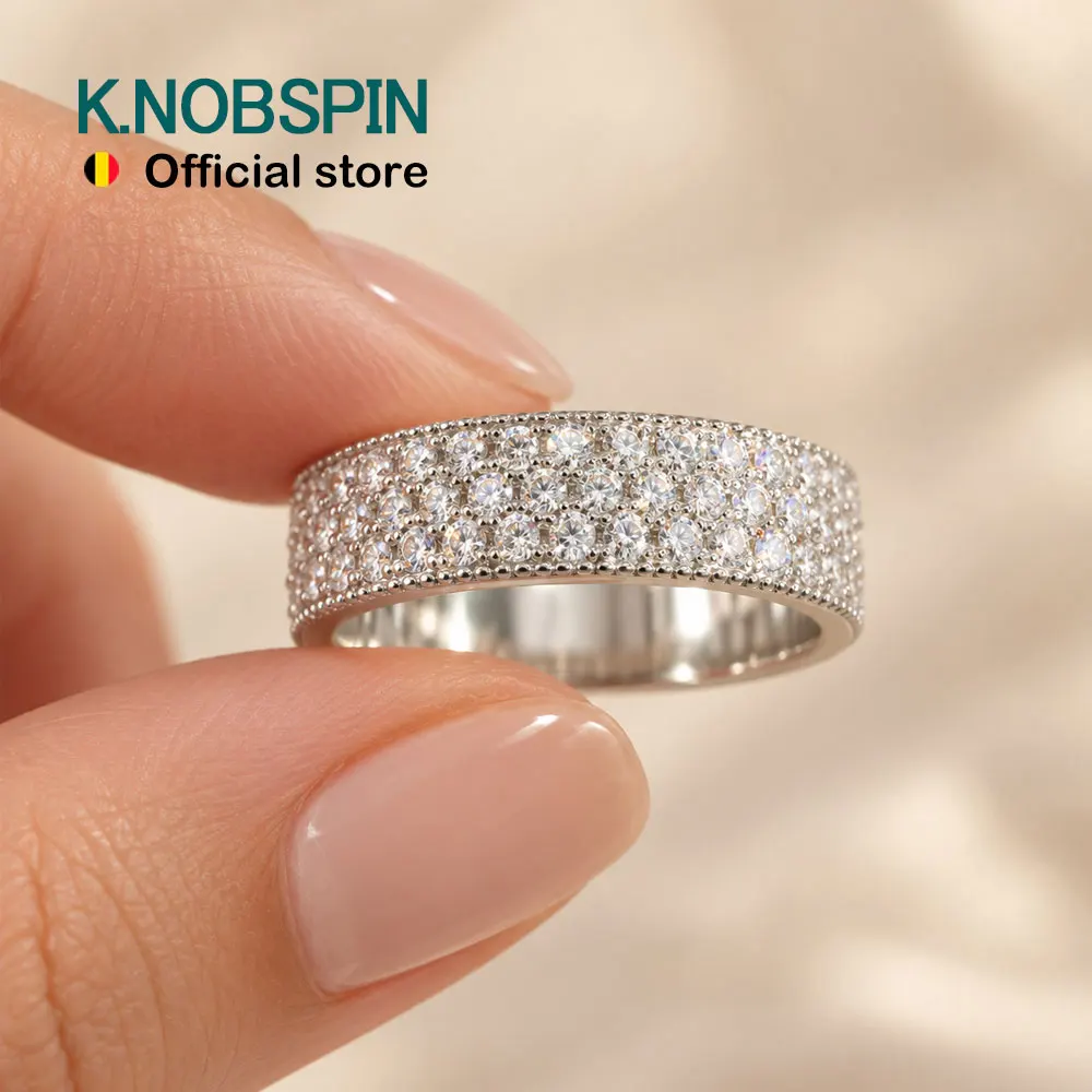 KNOBSPIN Pear Cut 0.5CT Moissanite Eternity Ring D VVS1 925 Sterling Silver 18K Plated Women Stackable Wedding Band Drop Shiping