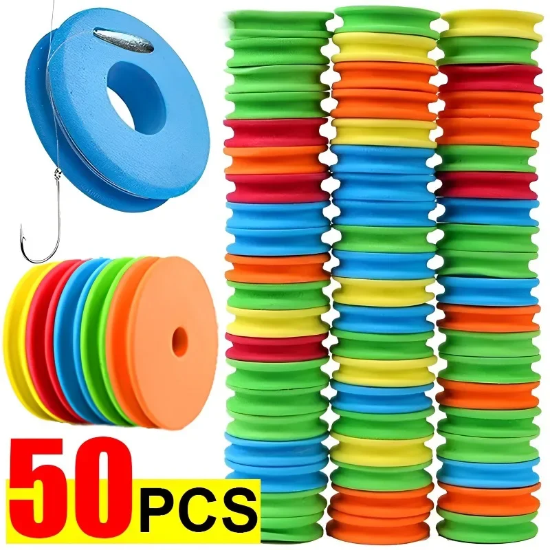 10/20/50pcs EVA Foam Spools Fishing Winding Board Fishing Hook Line Tackle Foam Spool Trace Wire Swivel Tackle Fish Line Tools