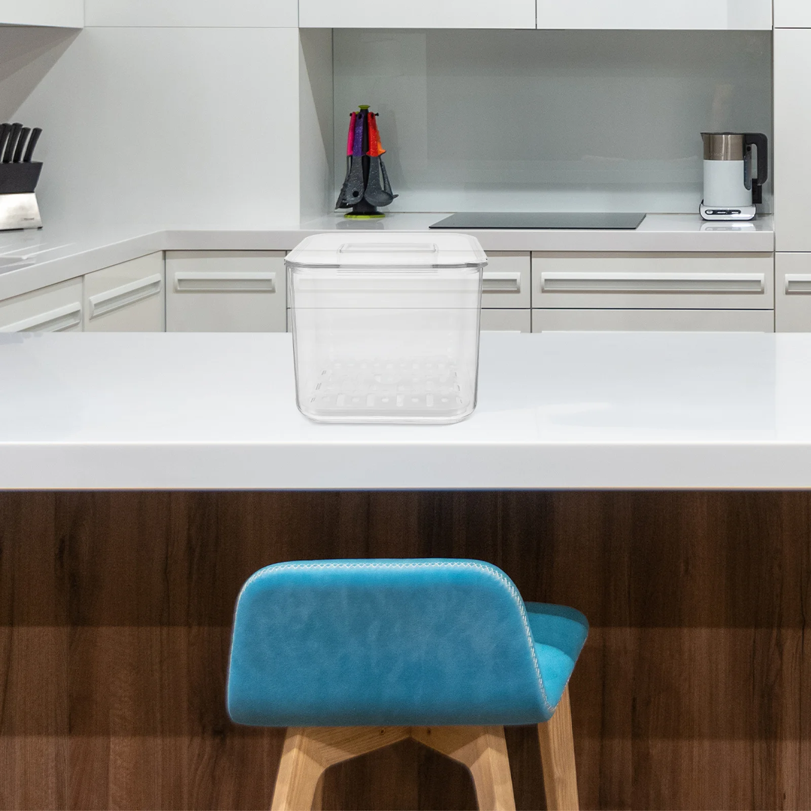 

Refrigerator Organizer Bin Large Capacity Transparent Fruit and Vegetables Storage Container Drain Tray Fridge