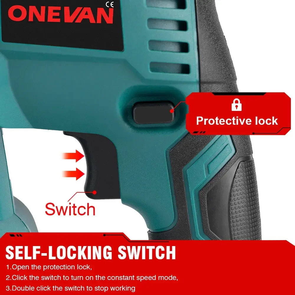 ONEVAN-Vibrateur à béton électrique sans fil, Compacteur à béton, Outil Assad pour Makita, Batterie 18V, 1100W, 15500VPM