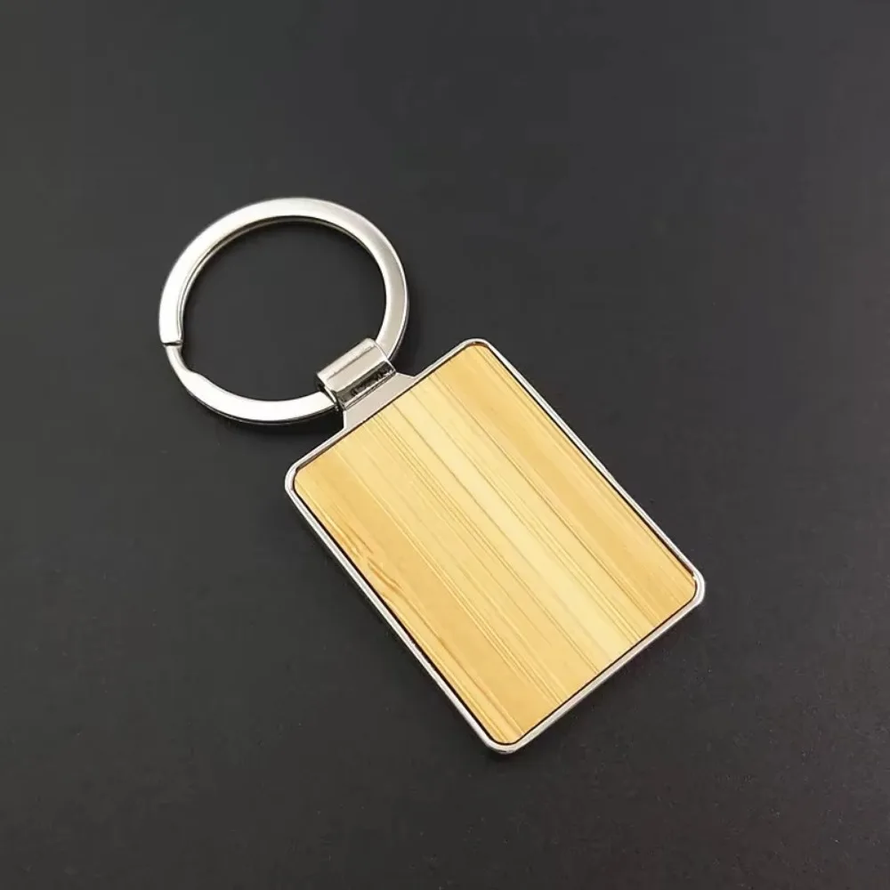 Creative Pendant Blank Single Sided Wood Keychain Spade Key Bag Car Motorcycle Metal Keyring Car Key Chains for Man Women Gift