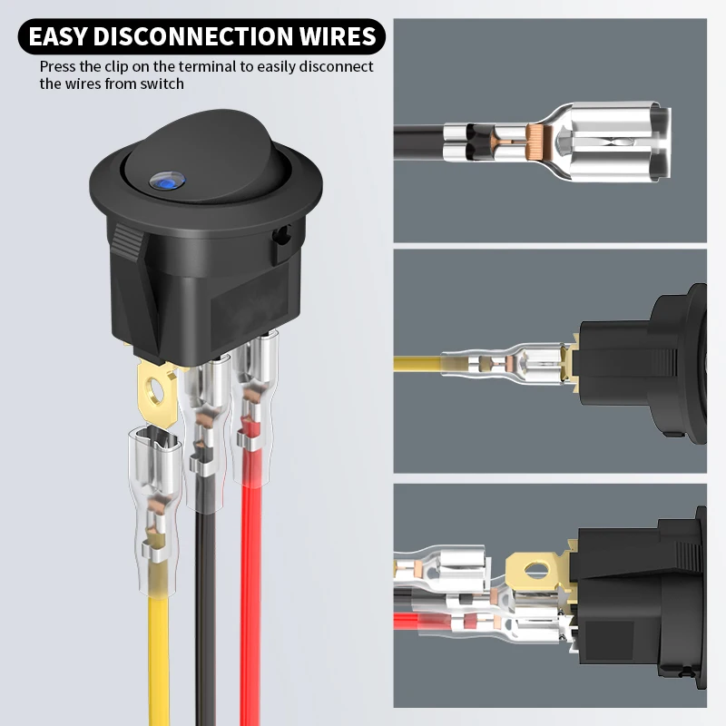 DaierTek-Interruptor de palanca de luz LED con cables para coche, camión, barco marino, accesorios de coche, 4 piezas, 12V, 3 pines