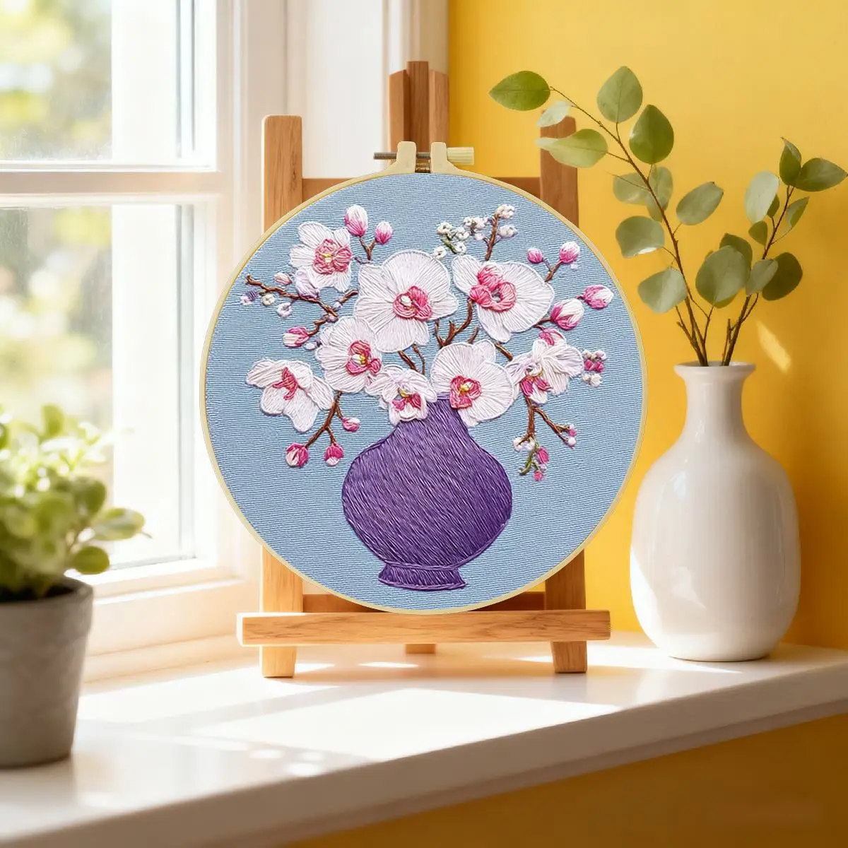 1 Stück 20X20CM/15X15CM 7,87/6,3 Zoll Pflanzen - Blumen Stickerei Starter-Kit DIY-Kit DIY-Stickerei-Set Handarbeiten Nadelkunst – Detail 1