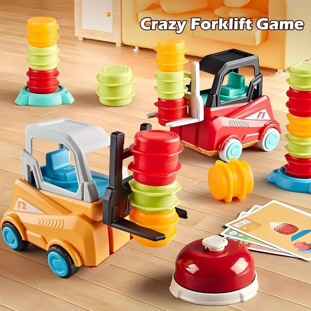 Montessori Forklift Toy Car ABS Plastic Stacking Design Engineering Truck Set Forklift Design Press and Go Push and Go Vehicle