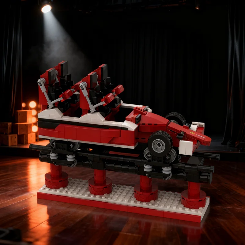 

743pcs MOC Rollercoaster RED Force Portaventura World Other Model Building Blocks Module Diorama Figure Ship Robot City Toy Gift