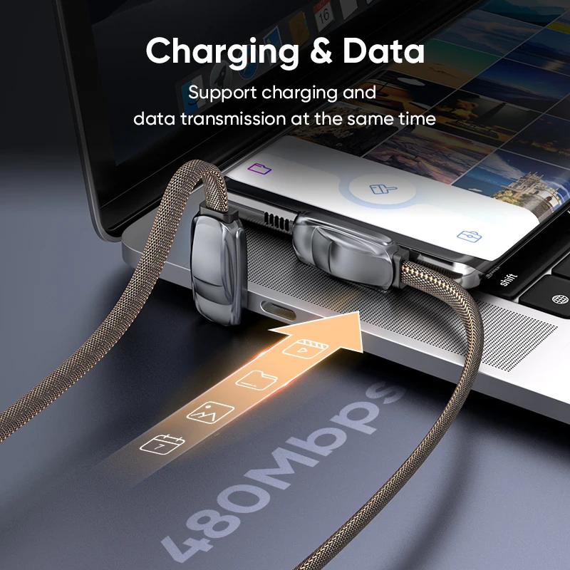 AUFU 240W USB C To Type C Cable for iPhone15 Macbook PC Samsung Xiaomi POCO Games Angle PD 5A Fast Charging Cable Data USB Cable