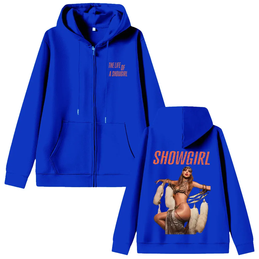 เสื้อฮู้ดซิป The Life of A Showgirl อัลบั้ม 2025 แฟชั่นโอเวอร์ไซส์สำหรับผู้ชายและผู้หญิง เสื้อแจ็คเก็ตซิปผ้าฟลีซคอตตอนสำหรับผู้ชาย