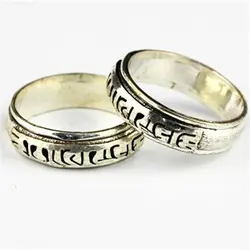 Tibetan Rings Copper Mantras Ring Six Words Spin Lucky Rings OM MA PADME HUM R025