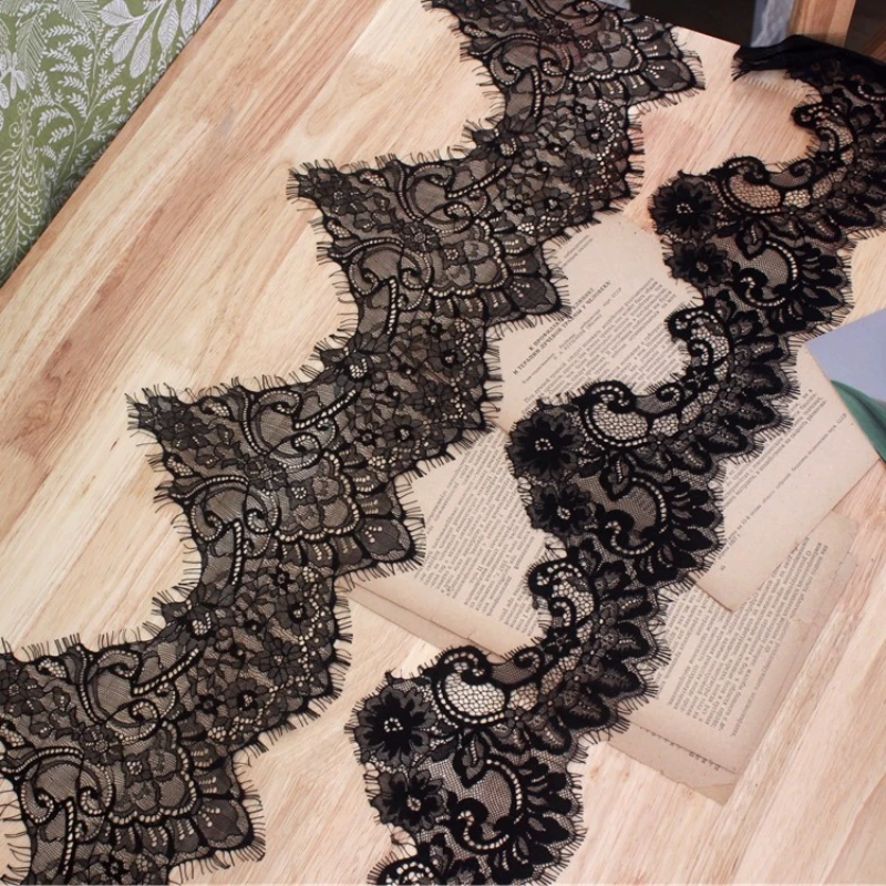 (3 yardas/lote) cinta de encaje de pestañas bordadas florales accesorios de ropa Material de encaje cinta de vestido de novia hecha a mano