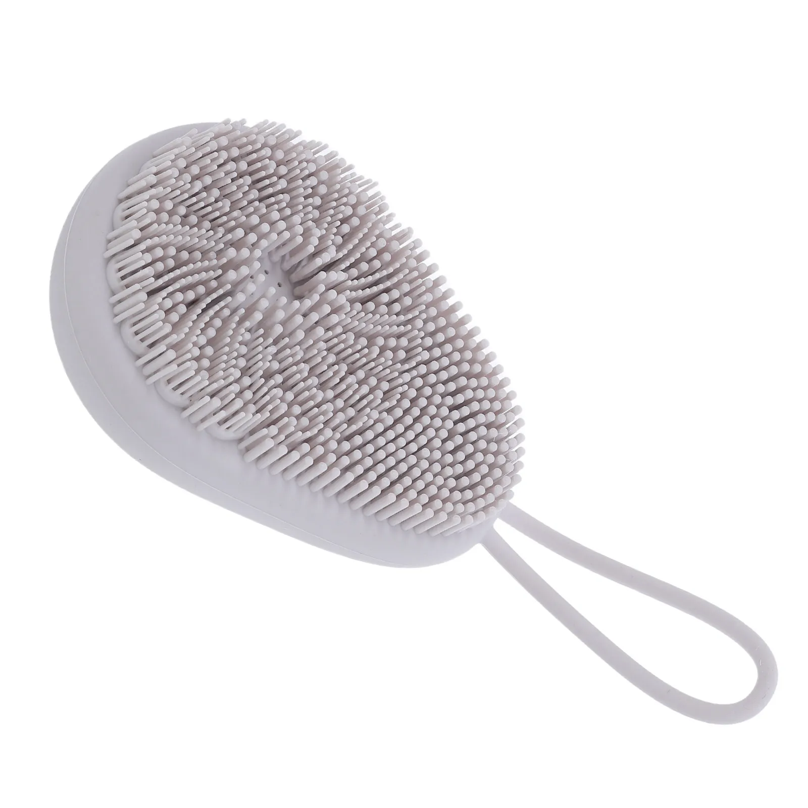 Soft Silicone Body Scrubber Light Grey Avocado Design Gentle Exfoliating Shower Brush Portable Sensitive Skin Scrubber