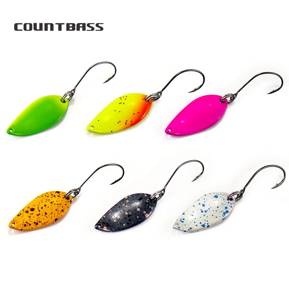 COUNTBASS 6 PCS Brass Casting Spoon With Korean Single Hook 2.3g  3/32oz Salmon Trout Pike Fishing Lures, Crappie Fish Bait