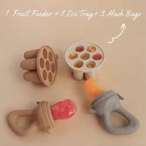 Baby Fruit Feeder Teether Pacifier with Baby Food Freezer Tray Set Silicone Freezable Teether for Fruit Purees Self Feeding - Image 4