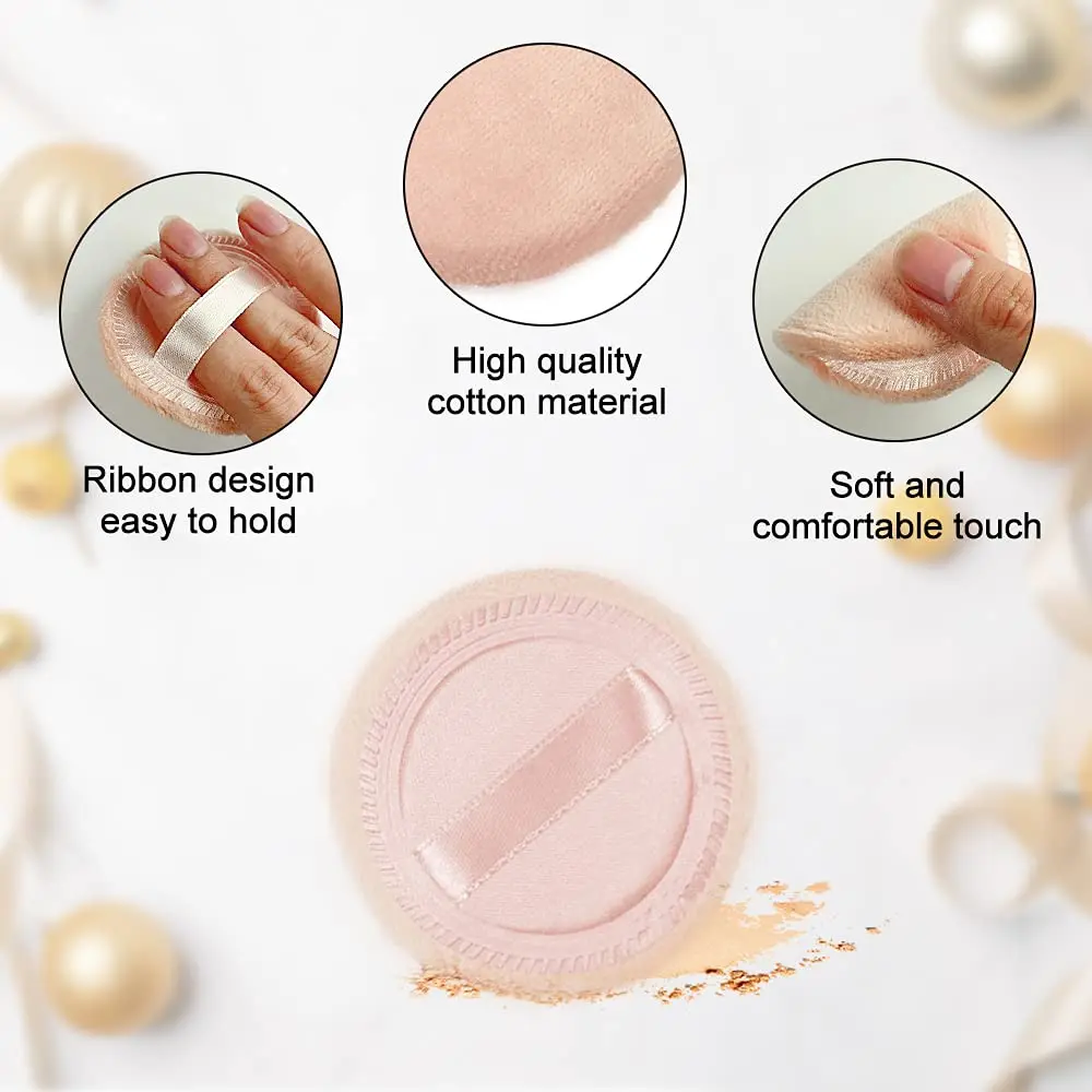 10pcs Powder Puff Cotton Cosmetic Powder Makeup Puffs Pads with Ribbon Face Powder Puffs2.36 inch.