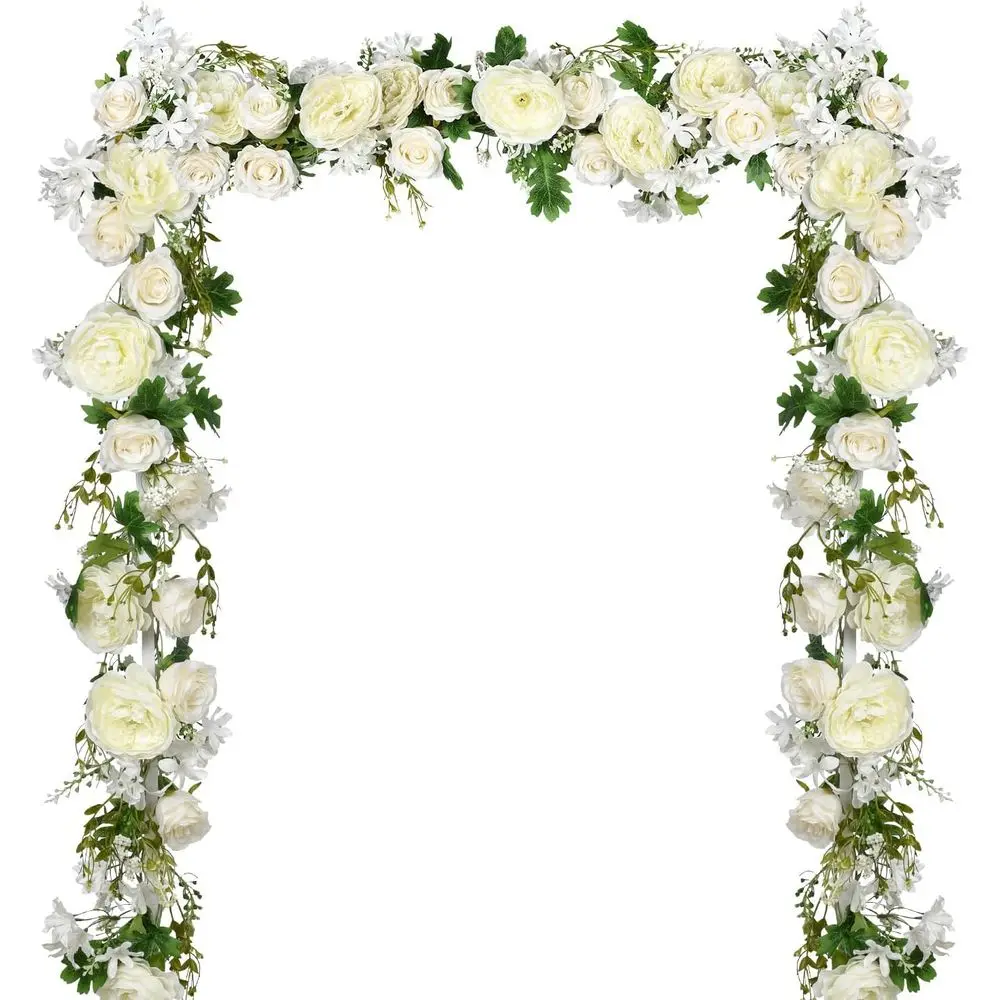 

Гирлянда из белых шелковых пионов длиной 6 футов для украшения свадебных или праздничных столов