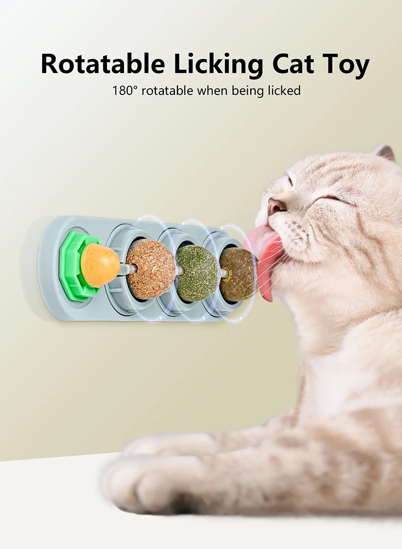 Cat Mint Ball Toy Licking and Rotating Cat Mint Cat Snacks lollipops Self Hi Cat Toy