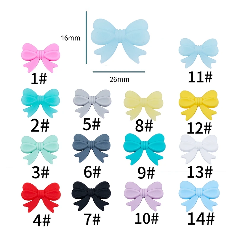 5/10/20Pcs Bow Silicone Beads Silicone Bow Tie Beads For Jewelry Making DIY Pacifier Chain Bracelet Necklace Accessories