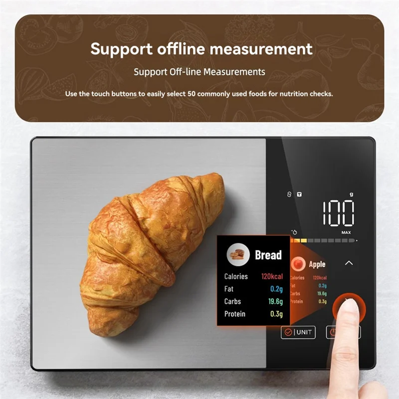 ABWZ-مقياس المطبخ من الفولاذ المقاوم للصدأ للطعام السعرات الحرارية بروتين الدهون الكربوهيدرات آلة حاسبة غذائية 11 رطل/5 كجم وزن للطهي الصحي