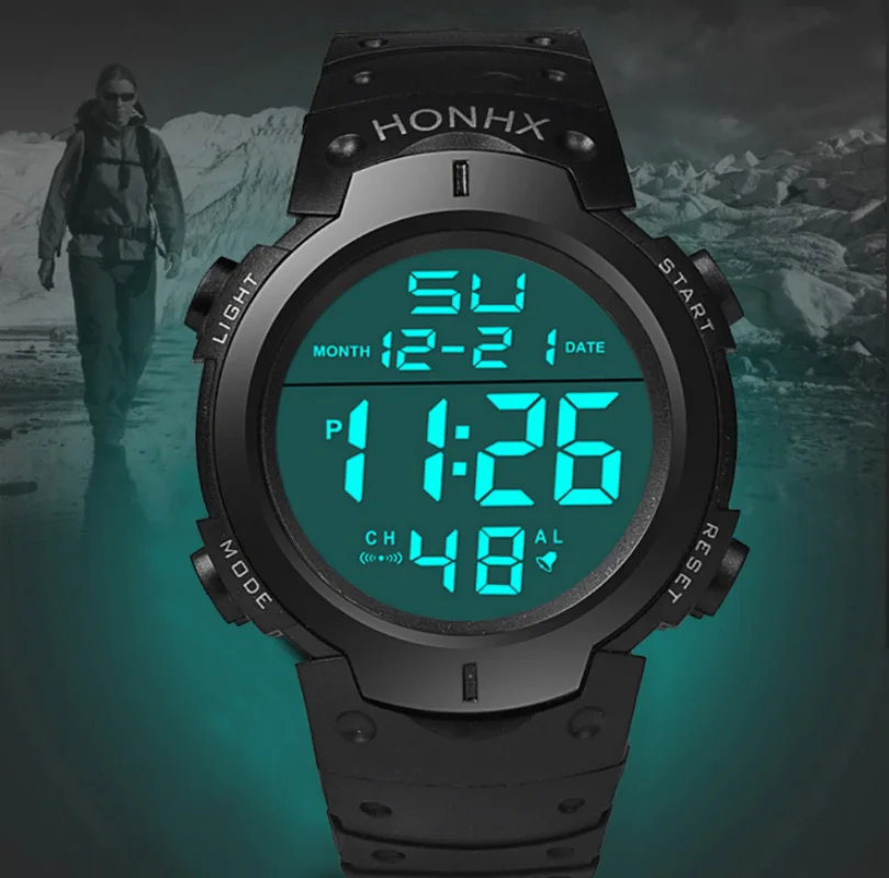 Relojes deportivos LED para hombre, Reloj Digital multifunción, de goma, electrónico, para atletas