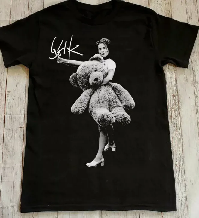 Bjork signed Teddy Men T-shirt black Cotton Tee All Sizes