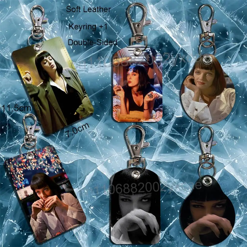 

Ballet Mia Wallace Pulp Fiction Cartoon Singer Anime Card Keychain Fashion Pendant Bag ID Door Card Holder Bus Card Cute Adult
