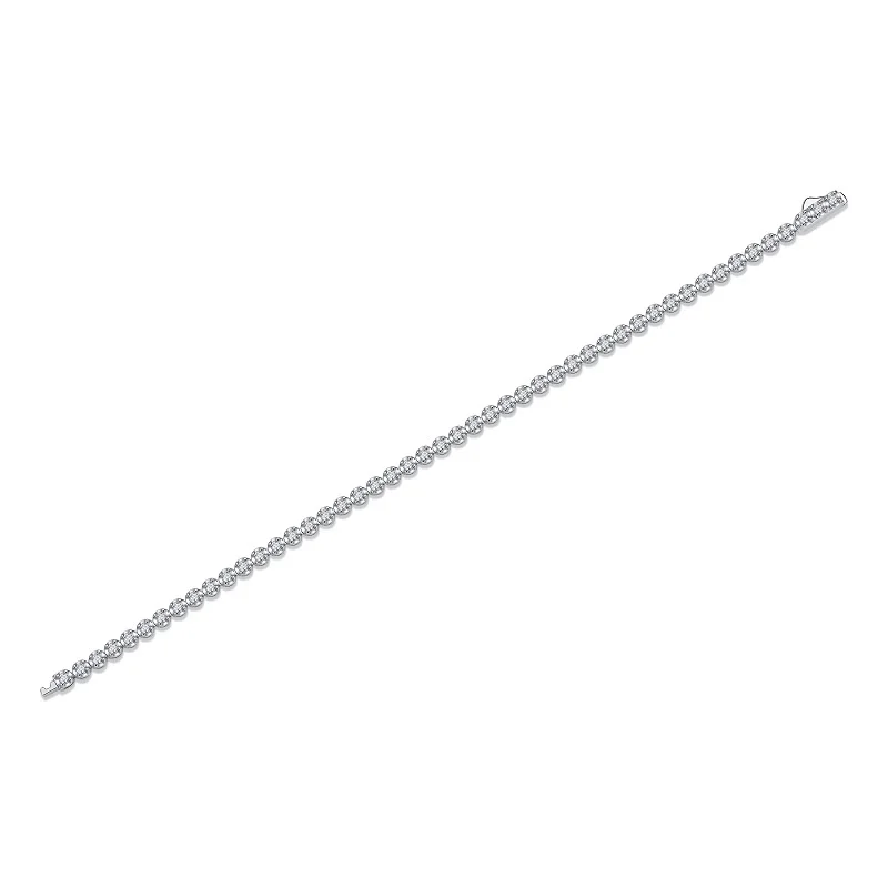 JIUZUAN 925 Sterling Silver Tennis Bracelet, Hip Hop Couple Bracelet, Fashion Valentine\'s Day Birthday Gift with Certificate