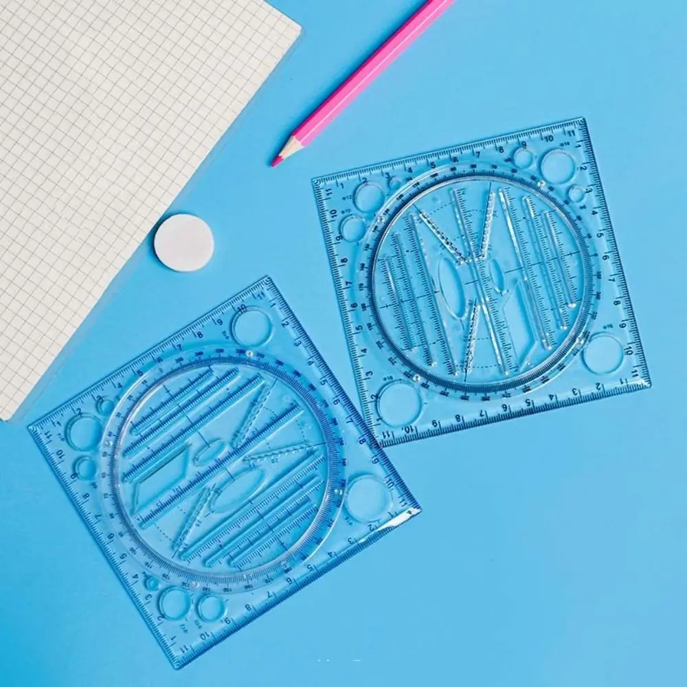 Protractor Geometry Drawing Ruler Transparent Multi-Functional Rotatable Ruler Educational Plastic Circle Drafting Ruler