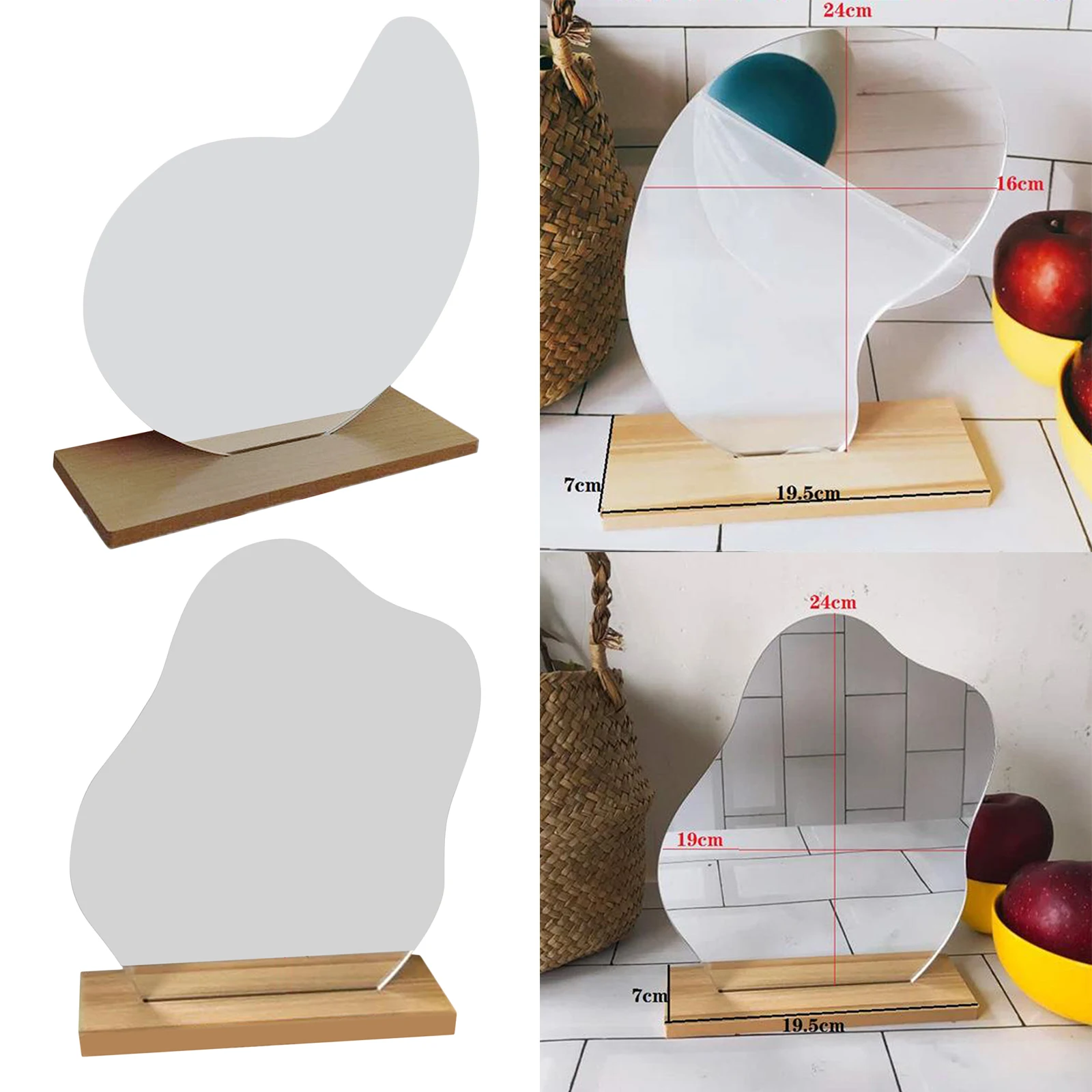 Irregularly Shaped Mirror Tabletop Mirror with , art for Decorative Acrylic