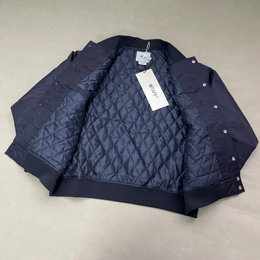 WTAPS Retro Diamond Pattern Flight Jacket Unisex Bone Graphic Print Baseball Coat  Japanese Streetwear Casual Couple Jacket