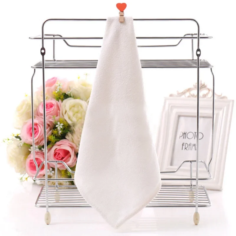 10pc White Soft Microfiber Fabric Face Towel Hotel Bath Towel Wash Cloths Hand Towels Portable Multifunctional Cleaning Towel