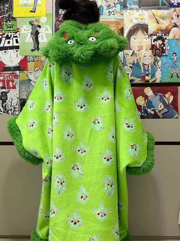 

Mobu Saiko Hyaku Mob Psycho 100, зимняя утолщенная теплая домашняя одежда, нечеткая пижама с капюшоном, халат с ямочками, рождественский подарок