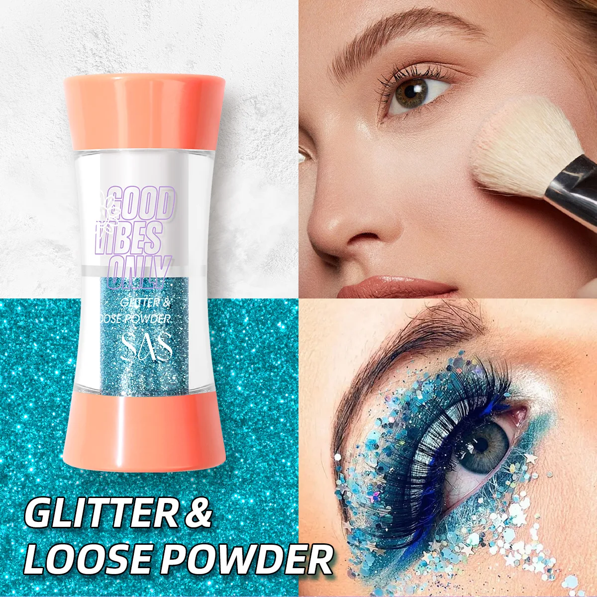 Puder sypki brokat naturalny trójwymiarowy wodoodporny rozświetlający i pielęgnujący ciało poprawiający koloryt twarzy makijaż upiększający.